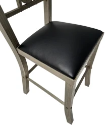 Two French Art Deco Side Chairs with Black Leather Seats, 1930s